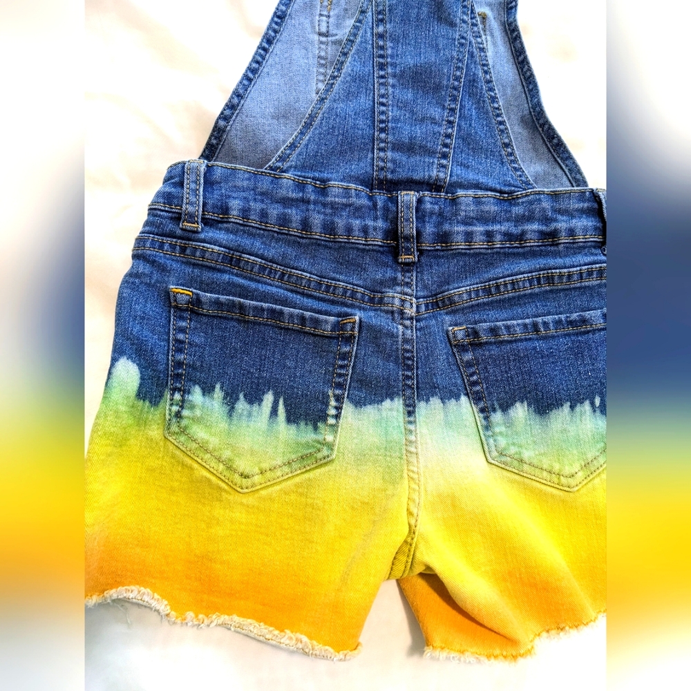 Jordache Girl's Denim Dip Dye Overall Shortalls - Picture 7 of 12